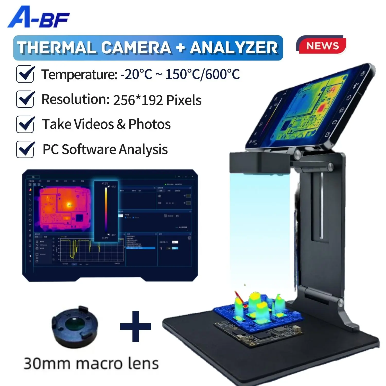 A-BF Infrared Thermal Imager Analyzer 256*192 PCB Circuit Board Repair Testing Tool 3D Thermal Imaging Camera VS Qianli/Tooltop