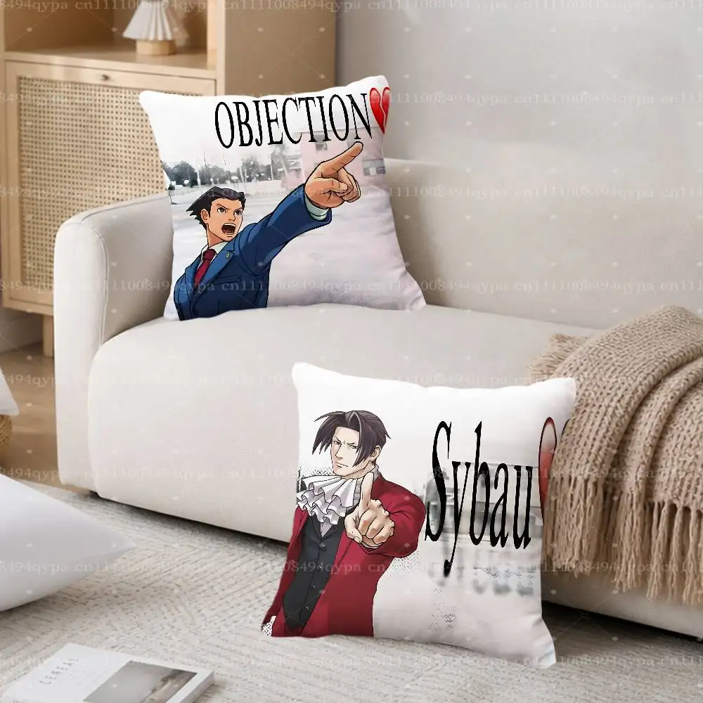 A-Ace Attorney Edgeworth Throw Pillow Case Pillowcase Cover Living Room Couch Cushion Case Home Decor