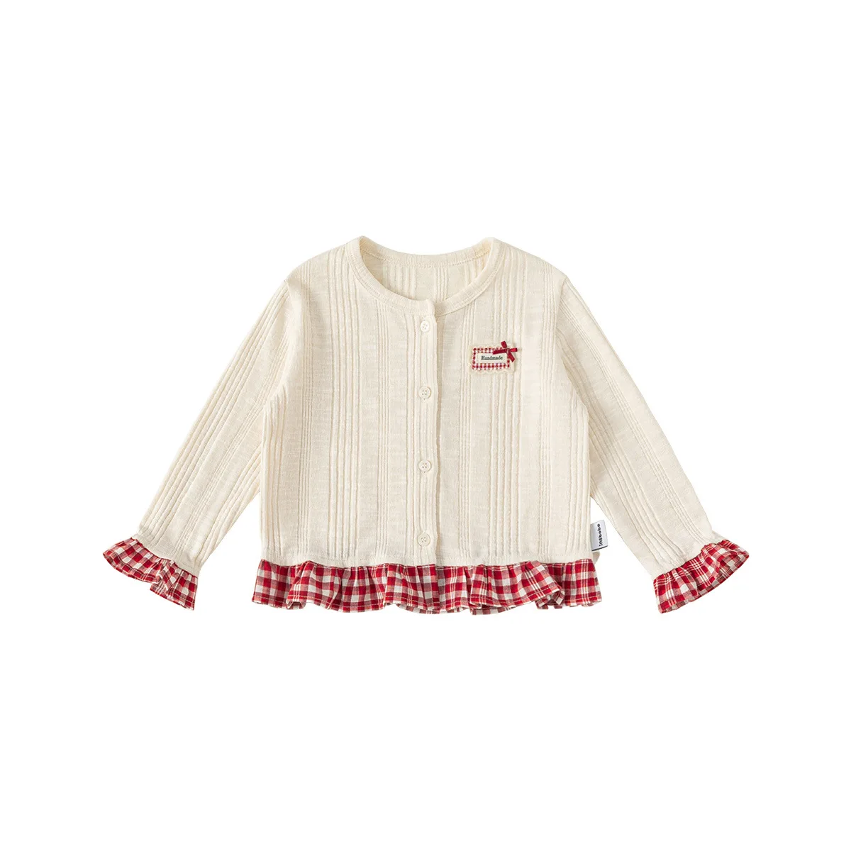 Coat Girls 2026 Spring and Autumn New Plaid Ruffle Edge Childrens Top Baby Long Sleeved Clothes Comfortable Cozy