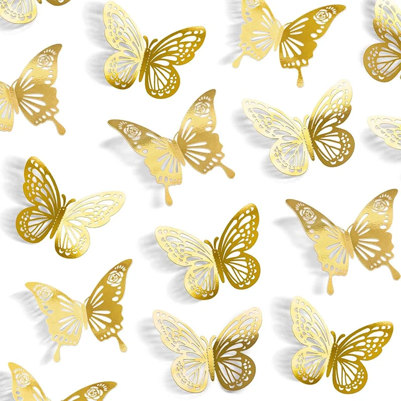 

12/24Pcs Fashion 3D Butterfly Creative DIY Wall Sticker Modern Wall Art Home Bedroom Room Decorative Butterflies DIY Gift