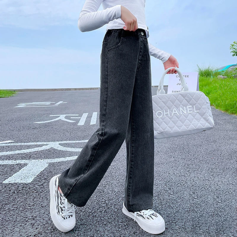 Autumn Winter Teenager Girls Denim Wide Leg Pants Children Trousers New Fashion Girls Jeans 5 6 8 10 12 13 14 Years Kids Clothes