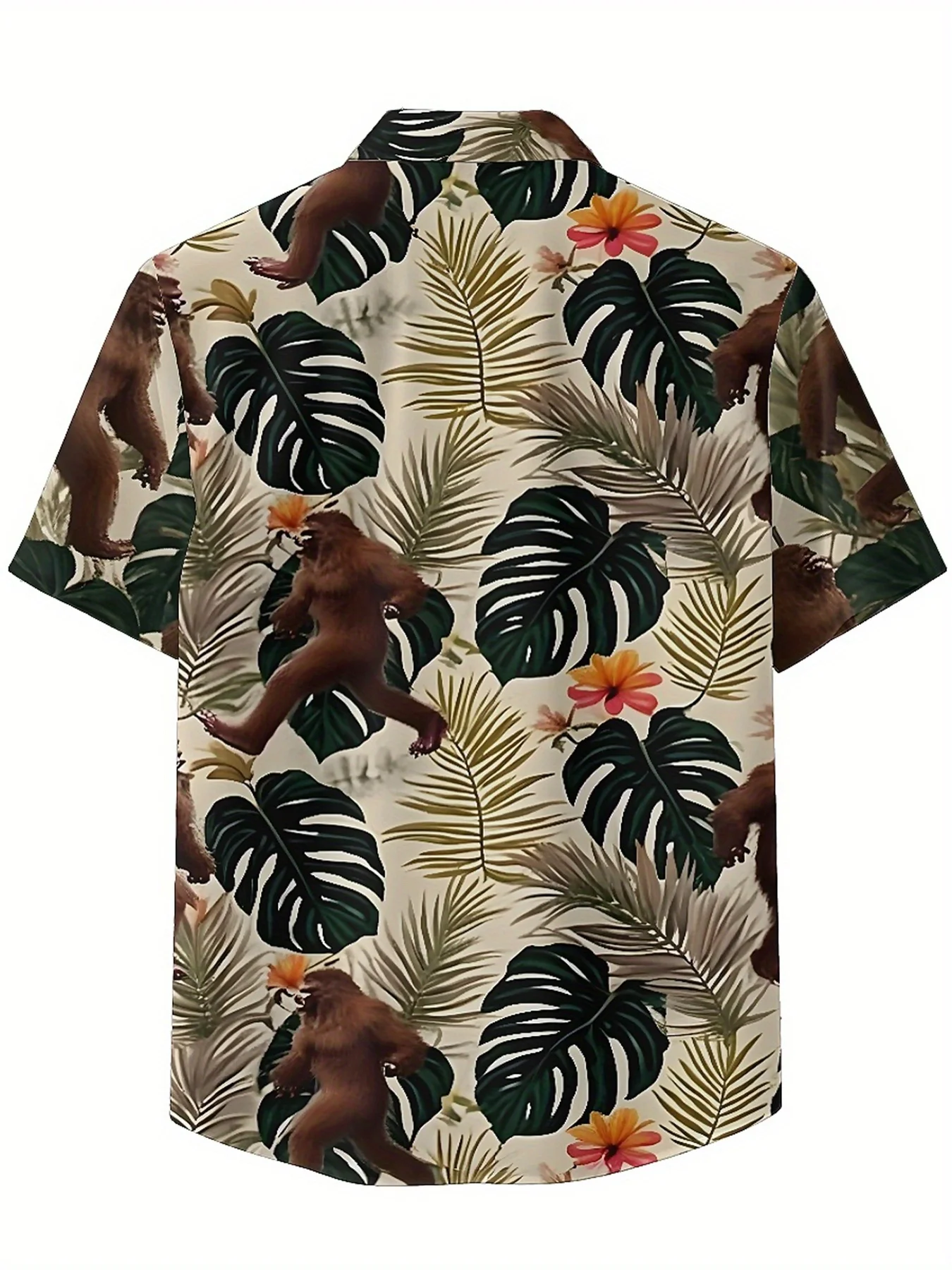 Camisas hawaianas de talla grande para hombre, patrón de gorila y plantas tropicales, camisas holgadas Unisex Aloha, ropa alternativa de verano