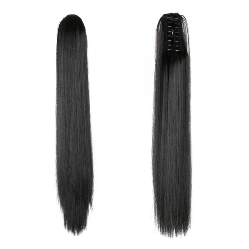 22inch Ponytail Wigs Female Straight Synthetic Hair Wig Extensions Long Curly Hair Claw Ponytail Clip Type Hairpiece