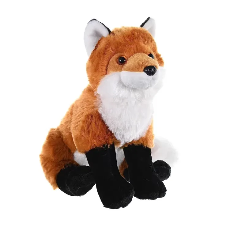 FoxFireF Soft Red Fox Doll Fox Doll Skin Fox Cloth Plush Toy Lifelike Animals Simulation Stuffed Doll Kawaii Toy Gifts