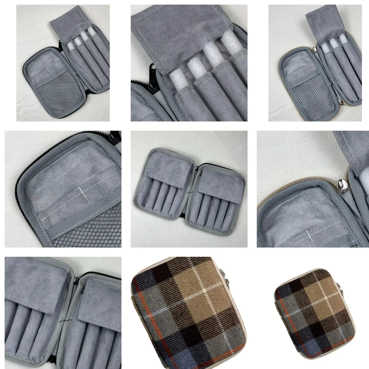 original-diy-retro-woolen-plaid-pen-pouch-multi-pen-holder-pencil-case-portable-zippered-bag-wool-check-brown