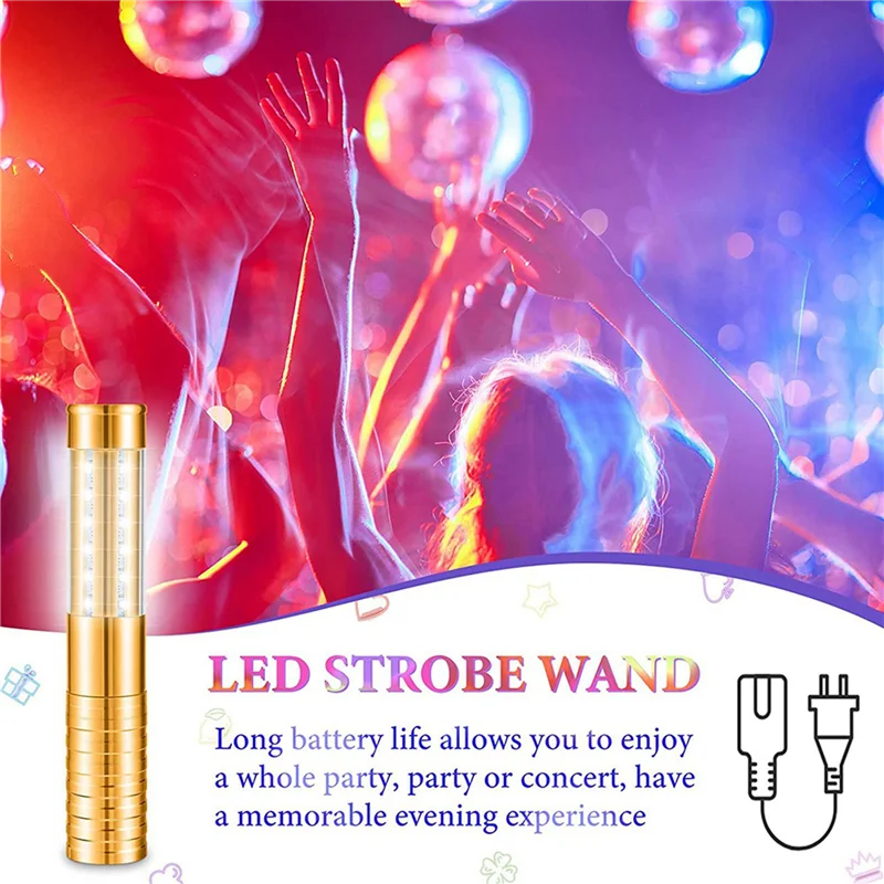 

4 Pcs LED Strobe Baton Light LED Bottle Service Light Reusable LED Light Champagne Bottle Handheld Light Gold,US Plug-B60B
