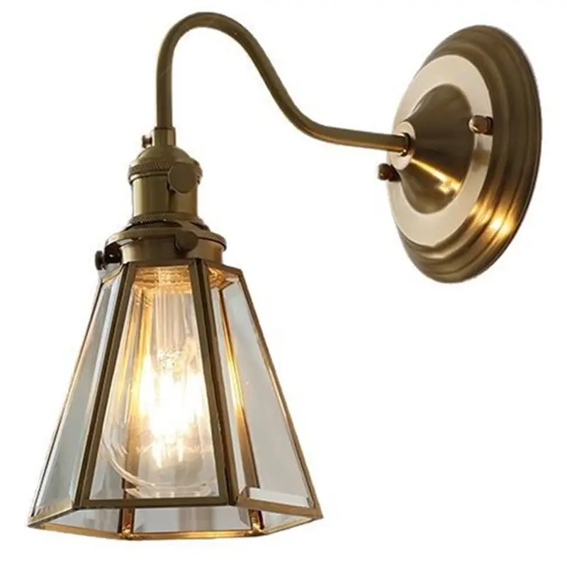 

M11K-Copper E27 LED Wall Lamp Sconce In Vintage Style Glass Design For Study, Dining Room,And Other Interior Decorations