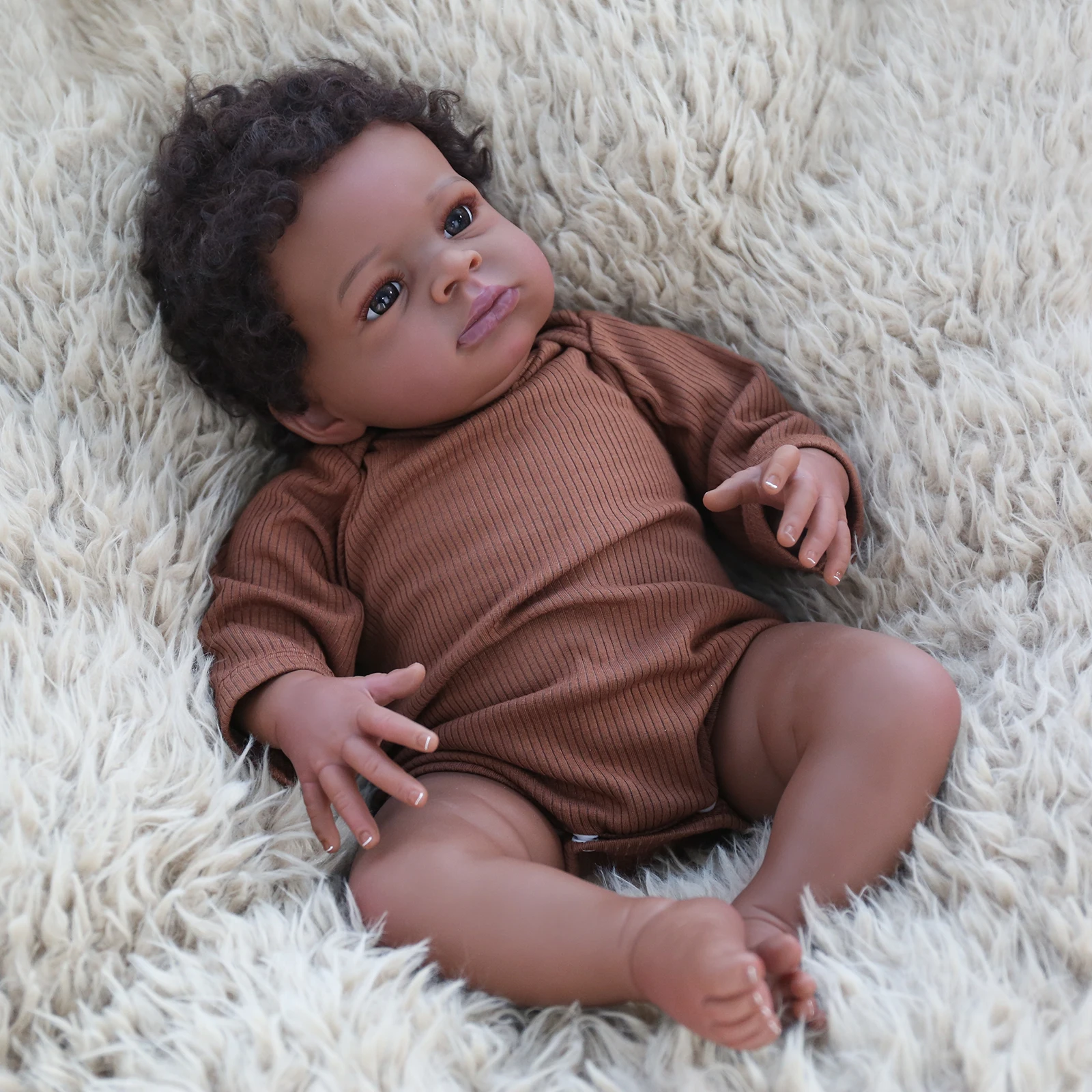 Reborn Baby Dolls Black - 20 Inch Realistic African American Reborn Boy, Lifelike Newborn Doll That Look Real Weighted Soft Body