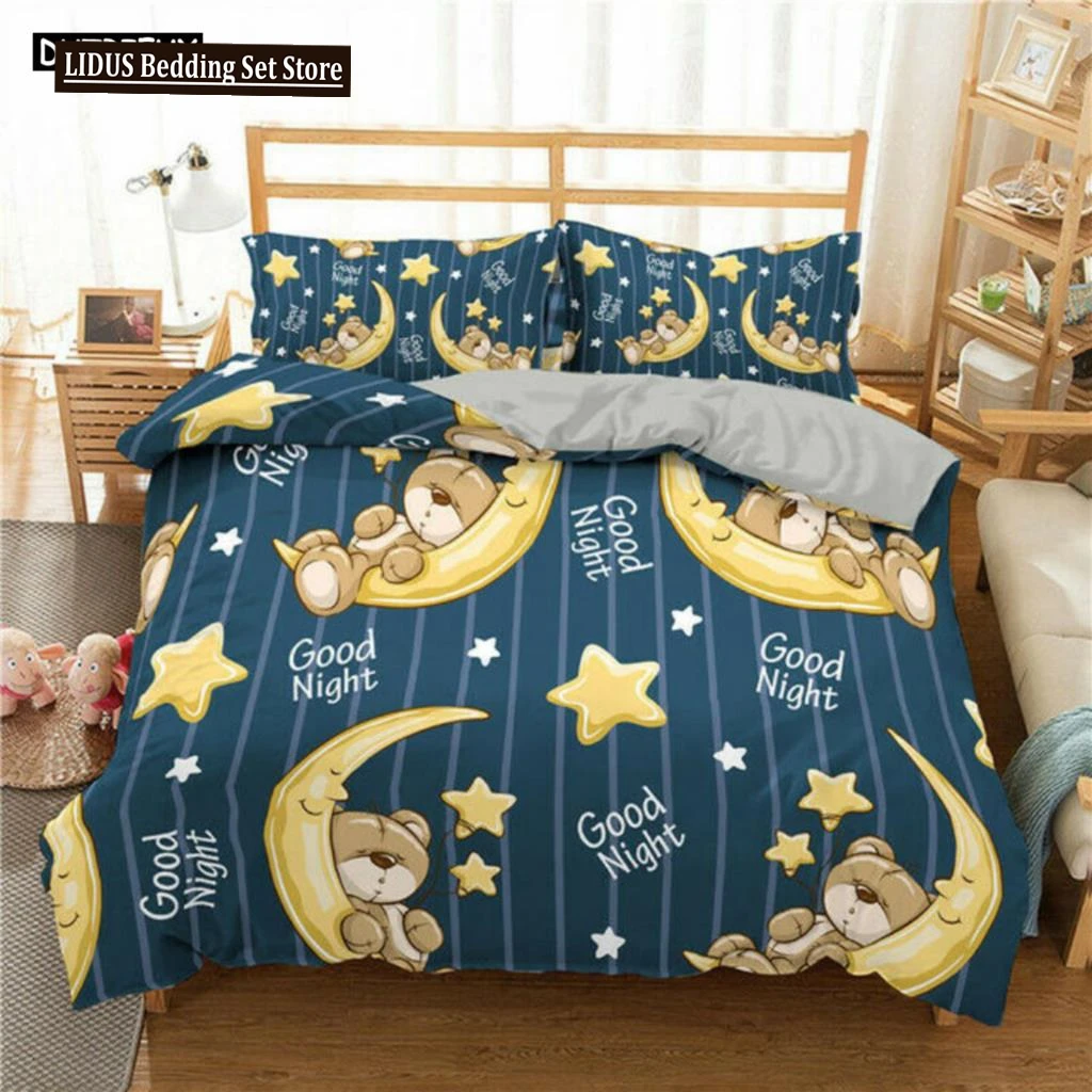 

3D Teddy Bear Bedding Set White Polar Bear Bed Linen Teens Women Single Twin Queen King Full Size Duvet Cover 2/3pcs Bedclothes