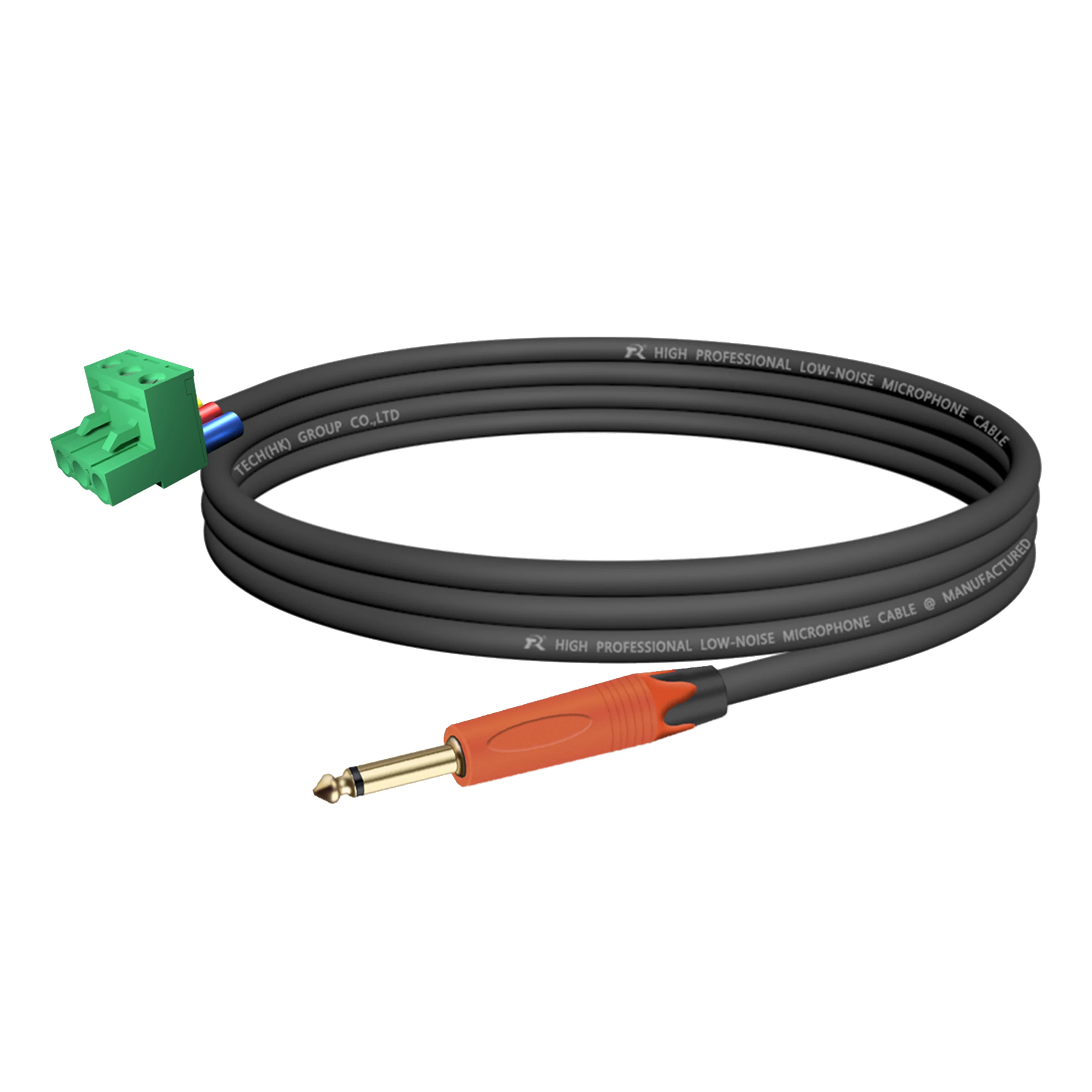 Professionelles 6,35/6,5 mm (1/4 Zoll) TS-Mono-Stecker auf 3-poligen 5,08 mm Phoenix-Stecker-Kabel, symmetrische Audiosignalübertragung – Detail 17