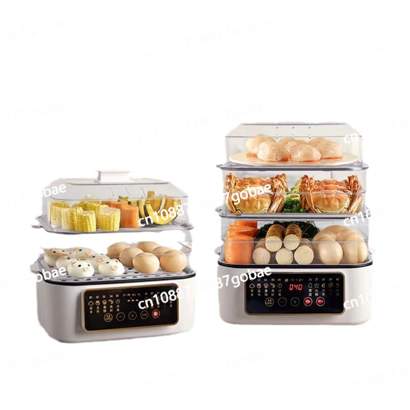 

Stainless steel electric steamer with three layers of intelligent steam pot for upper and lower cooking