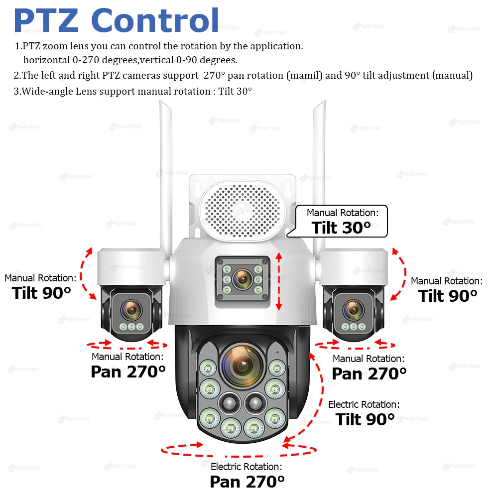 AOV Four Lens Outdoor Surveillance Solar Camera 20MP 4G SIM 60X Optical Zoom Home Security PTZ Auto Tracking Cameras 24/7 Record