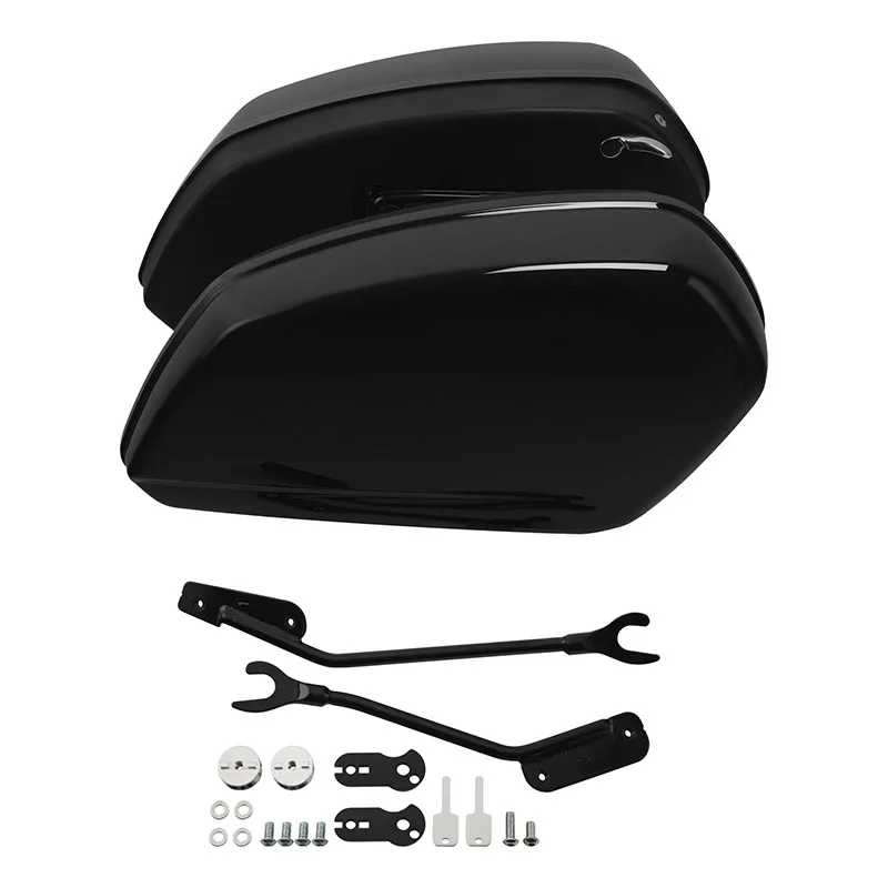 Motorcycle Gloss Black Saddlebags For Harley Street Bob 2018-2024 2022 2023  Softail Standsrd 2018-2024 2020 2021 2022 2023