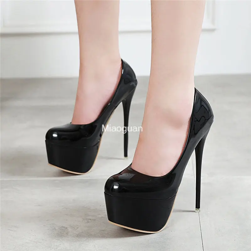 Sexy Thin Heels Sandals Women Pumps OL Black Platform Pumps Wedding Party Shoes Pumps for Woman 16cm Platform High Heels Ladies