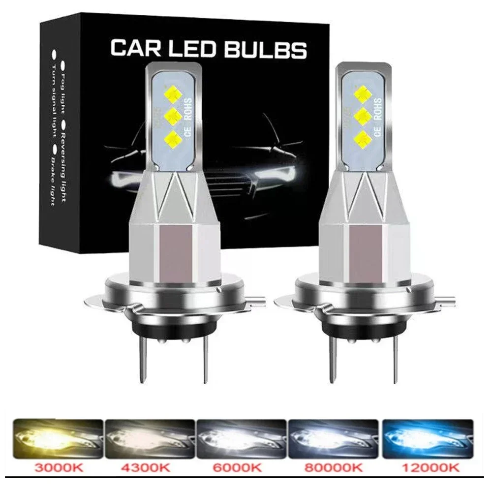 

2Pcs H7 LED H4 H11 H8 HB4 H1 H3 9005 HB3 9006 HB4 H9 Car Headlight Bulbs 80W 12000LM Car Accessories 6000K White Led Fog Light