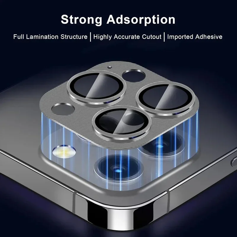 iPhone 17 16 Pro Max Plus 15 14 13 Pro Max用メタルカメラプロテクター 合金ケース背面レンズ強化ガラスカバー保護キャップ