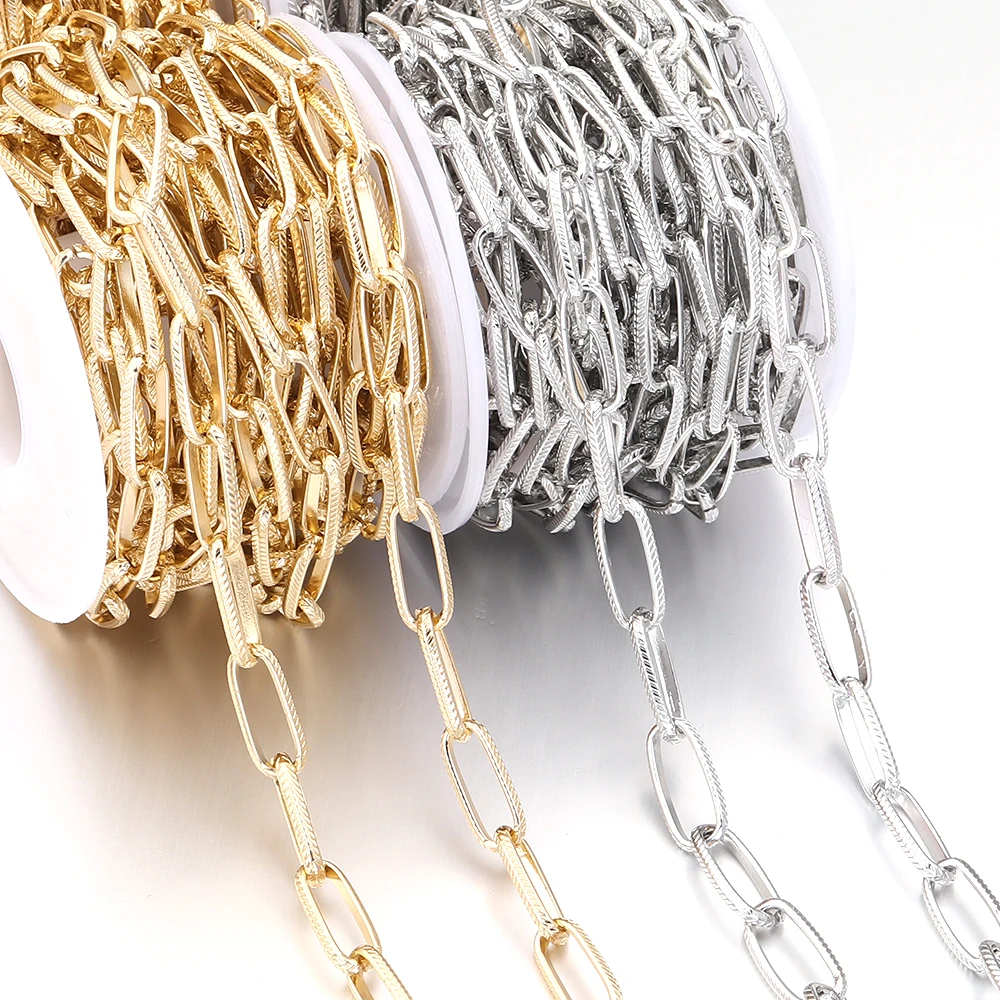 5 Yards/Rolle Aluminium Kette Gold Silber Farbe Oval Dreieck Kreuz Link Kette Für Schmuck Machen DIY Halskette Armband komponenten
