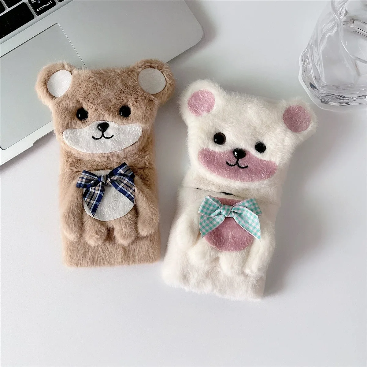 Cute three-dimensional plush bear phone case for Samsung Galaxy Z Flip 3 4 5 all-inclusive plush phone case