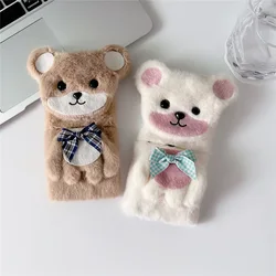 Cute three-dimensional plush bear phone case for Samsung Galaxy Z Flip 3 4 5 all-inclusive plush phone case