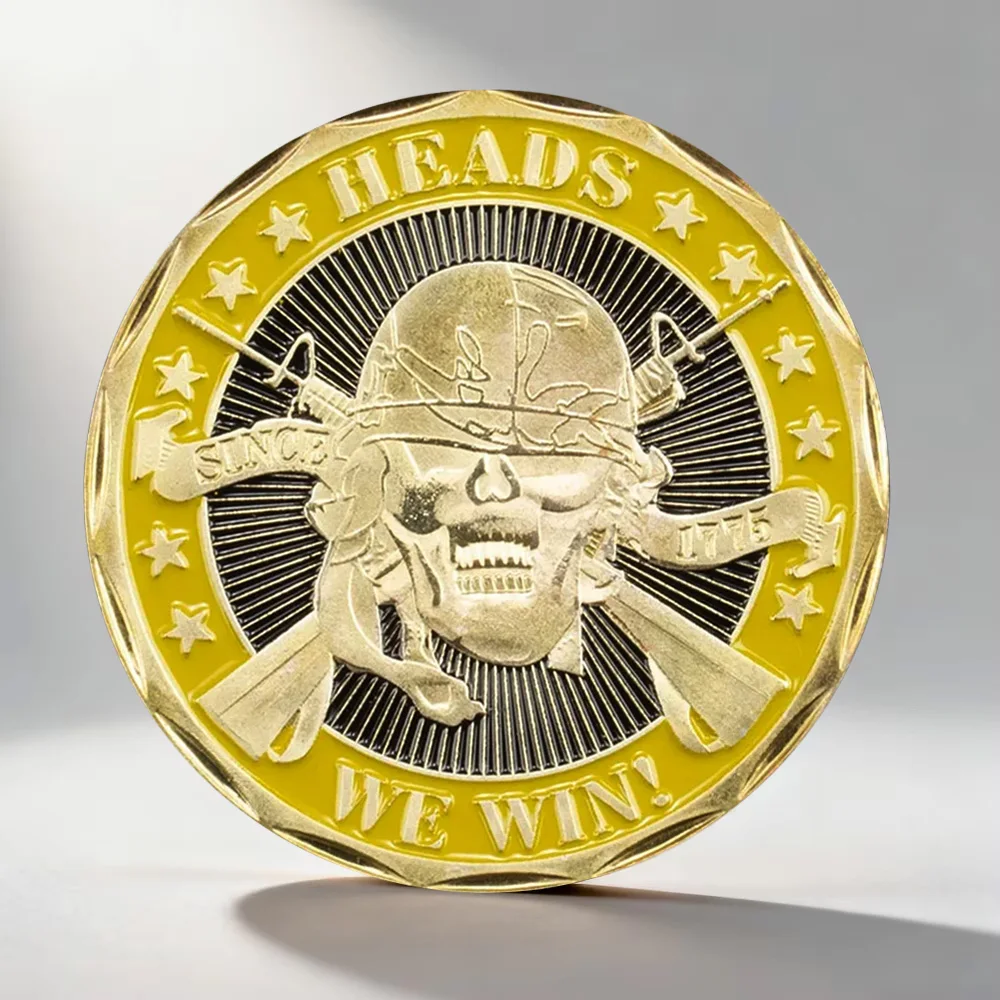 We Win/You Lose Souvenir Skull Pattern Commemorative Coin Head and Tail Golden Plated Challenge Coin