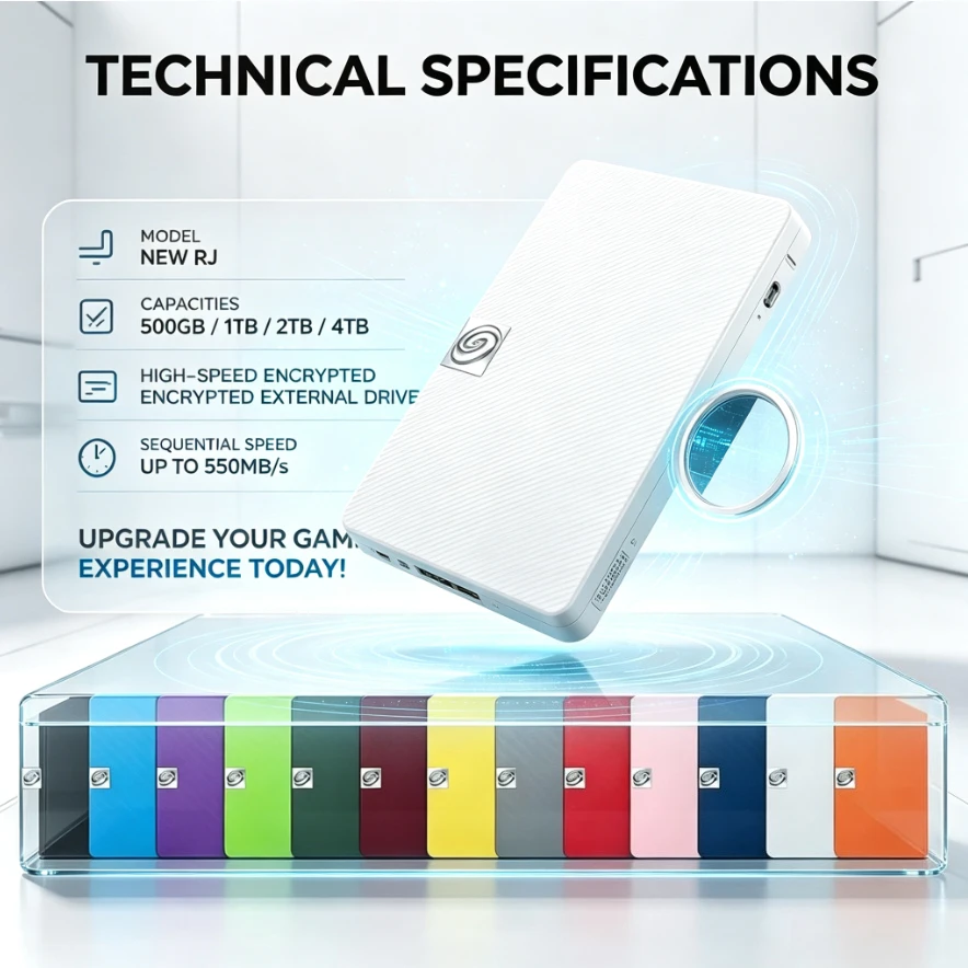 [Brand+] High Speed Portable External Hard Drive Green Navy Blue White Expansion Disk Compatible with Windows Laptop Data Backup