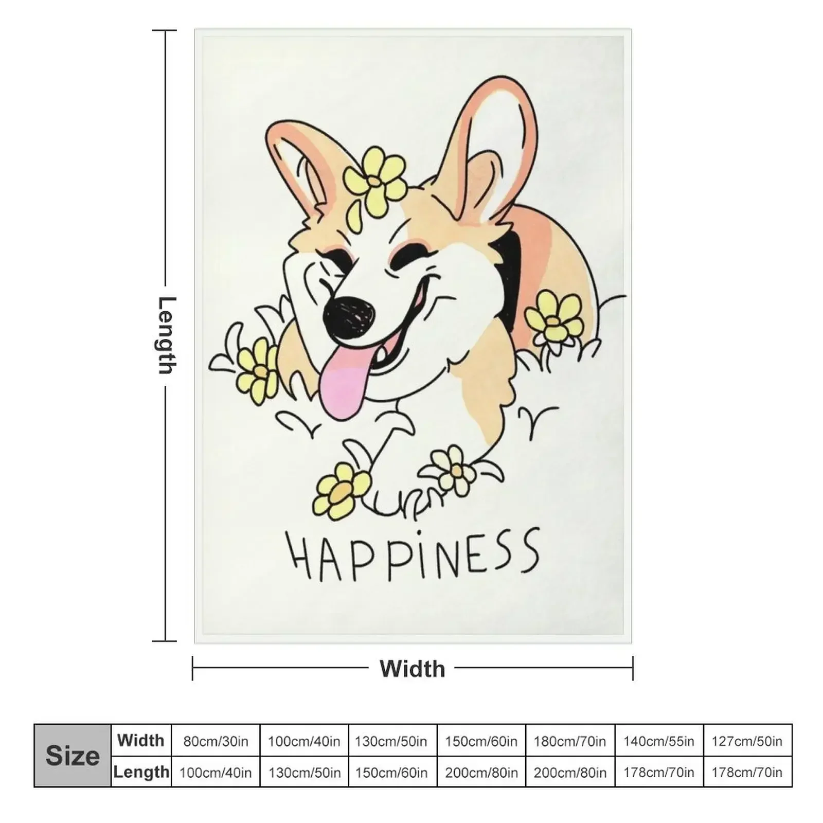 Corgi happiness Colored 2nd edition Throw Blanket couch cozy soft plush fuzzy picnic outdoor blanket