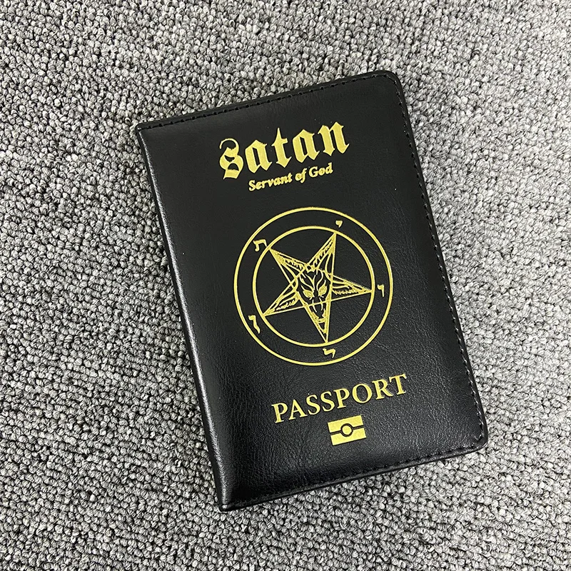 

Satan Servant of God Passport Holder Pu Leather Passeport Case Travel Wallet Covers for Passports