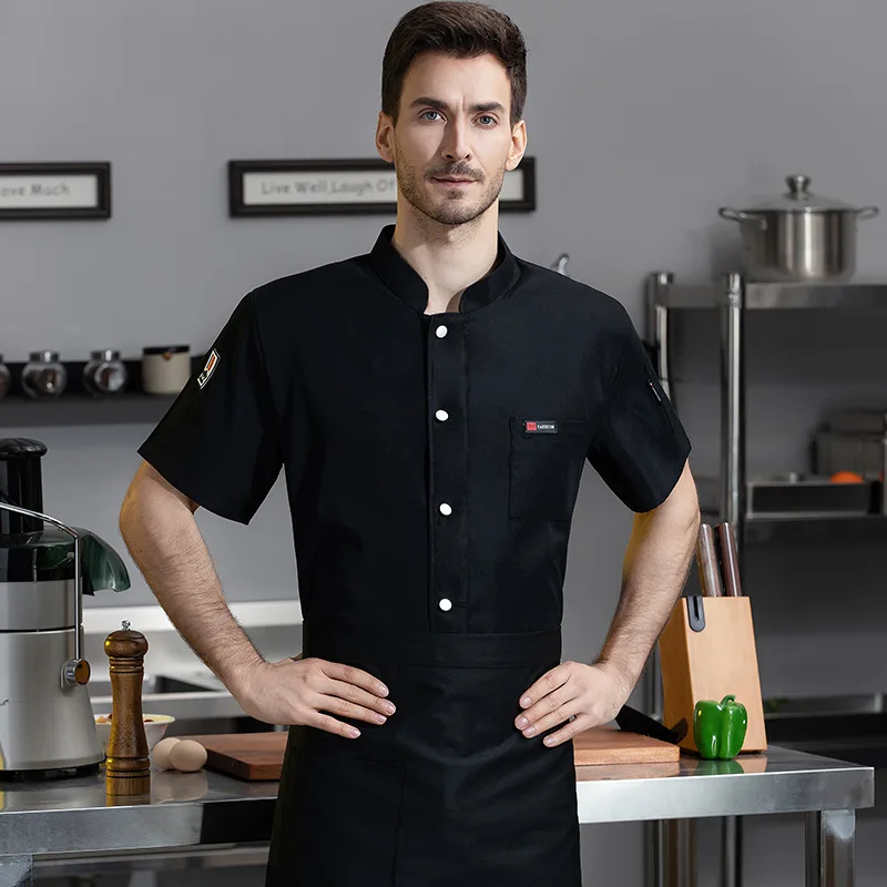 西洋レストランバーベキューショップ従業員シャツホテルレストラン食堂キッチン作業服半袖夏薄いシェフジャケット