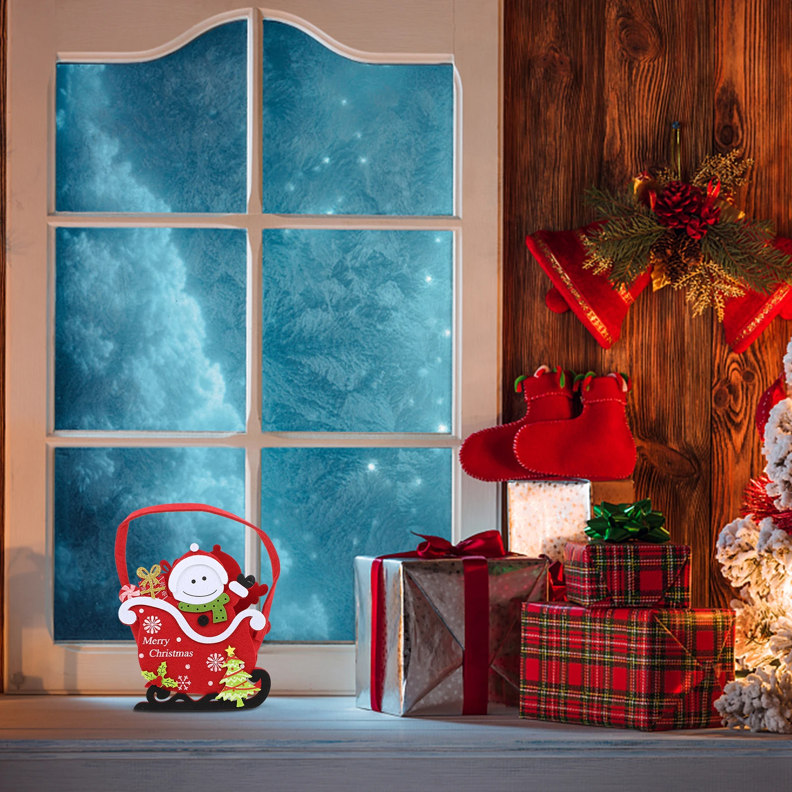 

1Pcs Christmas Candy Basket Red Xmas Decorative Basket for Snacks Gifts Holiday Tabletop Decoration Storage Solution