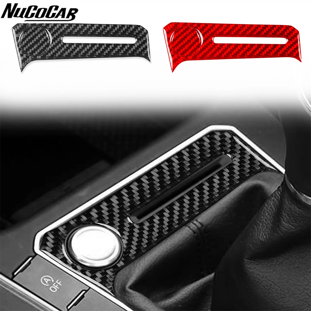 For VolkSwagen POLO 2019-2025 Carbon Fiber Central One-Touch Start Panel Trim Cover Car Accessories Interior Decorative Stickers