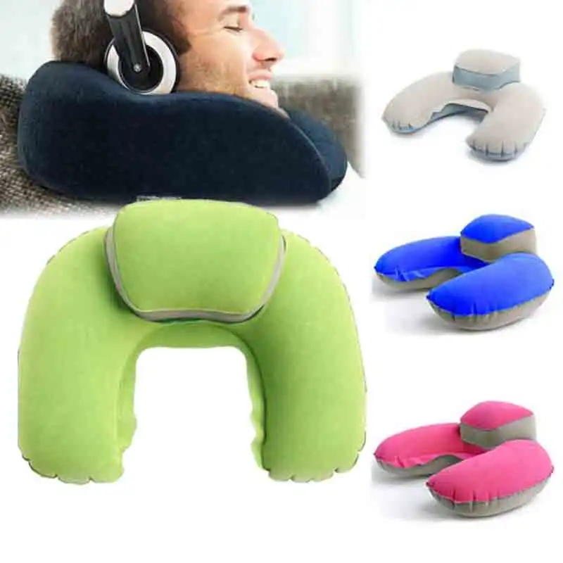 Foldable U-shaped Neck Support Pillow Inflatable Cushion Memory Foam Travel Pillow Neck Super Soft Pillows Air Plane