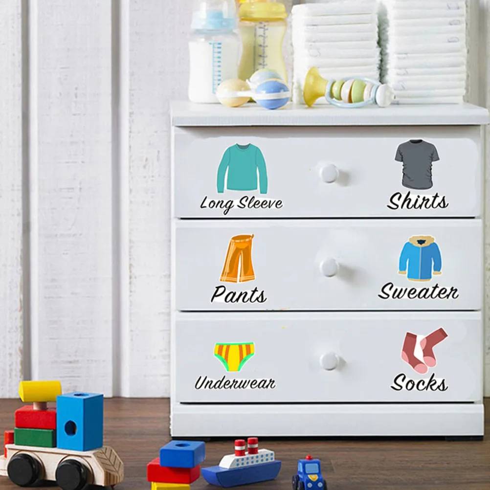 

PVC Self adhesive Clothing Classification Sticker Wardrobe Label Decals Wall Decor Smooth Surface Easy Stick Remove