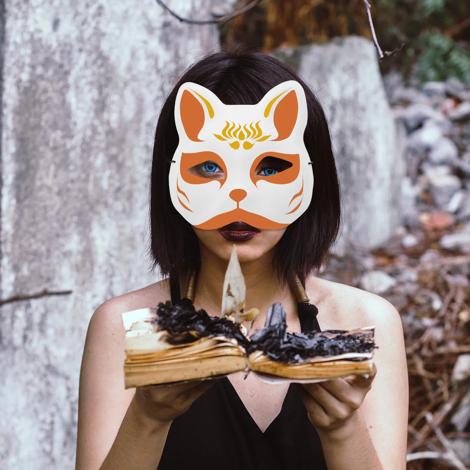

1 Set Diy Blank Fox For Halloween Carnival Party Unpainted Masquerade Mask Craft Kit Hand Painting Face Mask Art Cosplay Costume