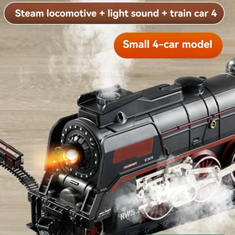 ABJL-Steam Locomotive, Track, Rechargeable Electric Remote Control Train Set For Children, Birthday Gift For Children.