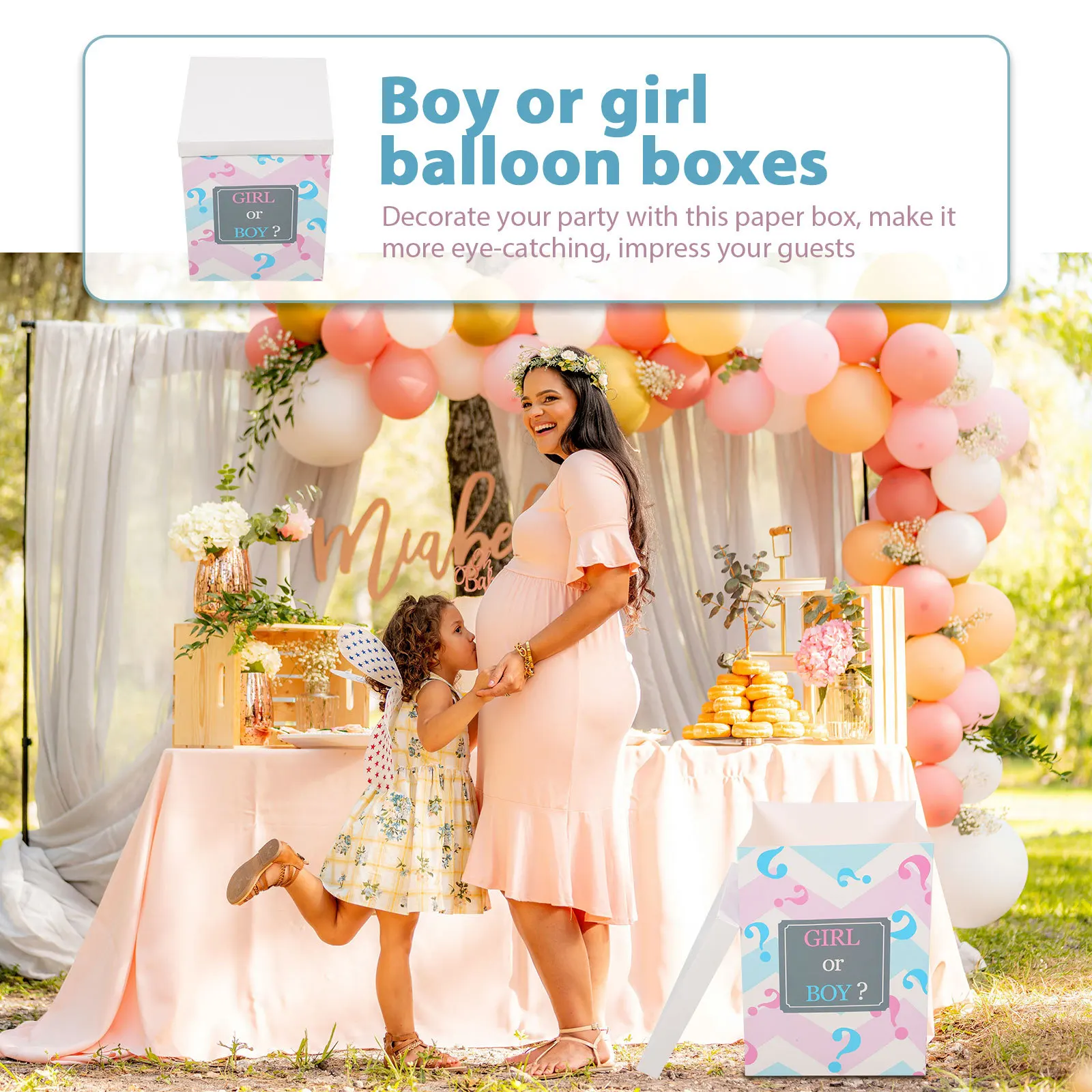

Baby Letter Box Set for Gender Reveal Party Decorations Balloon Box Kit with Latex Balloons Unique Shower Decoration Idea