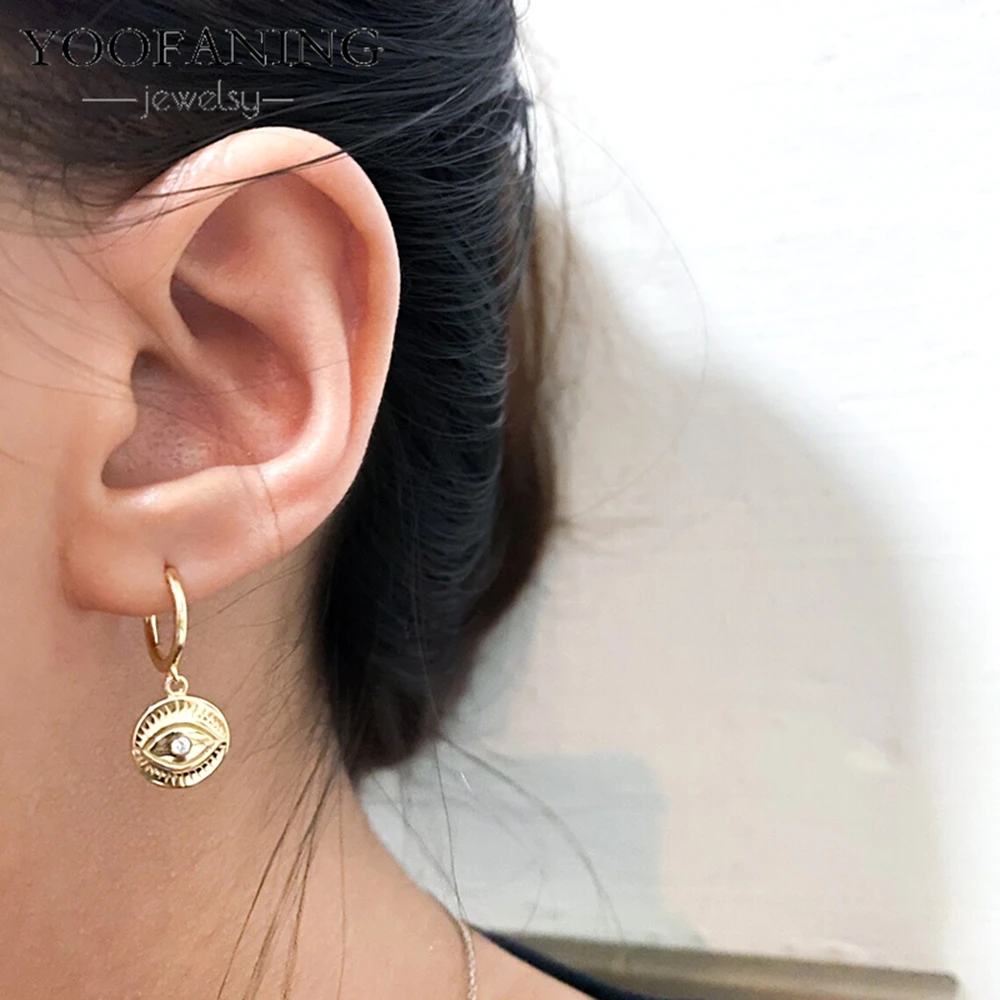 925 Sterling Silver Earrings Unique Gold Silver Hoop Earrings Devil's Eye Design Exquisite Earring for Women Jewelry Party Gifts