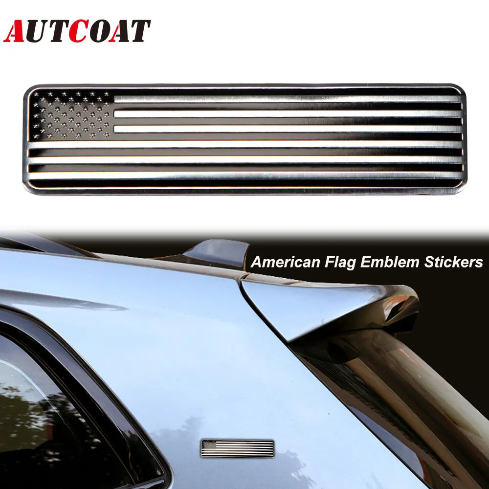 

AUTCOAT 1Pcs 3D Metal All Black American Flag Emblem Decal Stickers, Car Decals Bumper Stickers for Truck, Window, Motorcycle