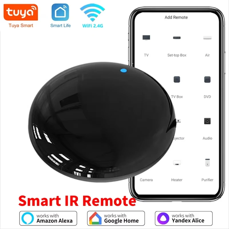 Tuya WiFi IR Remote Control Smart Universal لمكيف الهواء التلفزيوني Alexa Remote Control Smart Life يعمل مع Google Smart Home