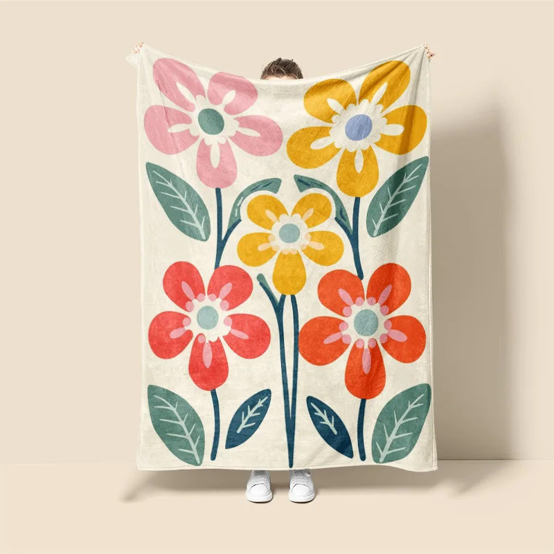 Morandi Color Blanket Abstract Botanical Graffiti Design Scandinavian Minimalist Sofa Blanket Cafe Home Dual Purpose