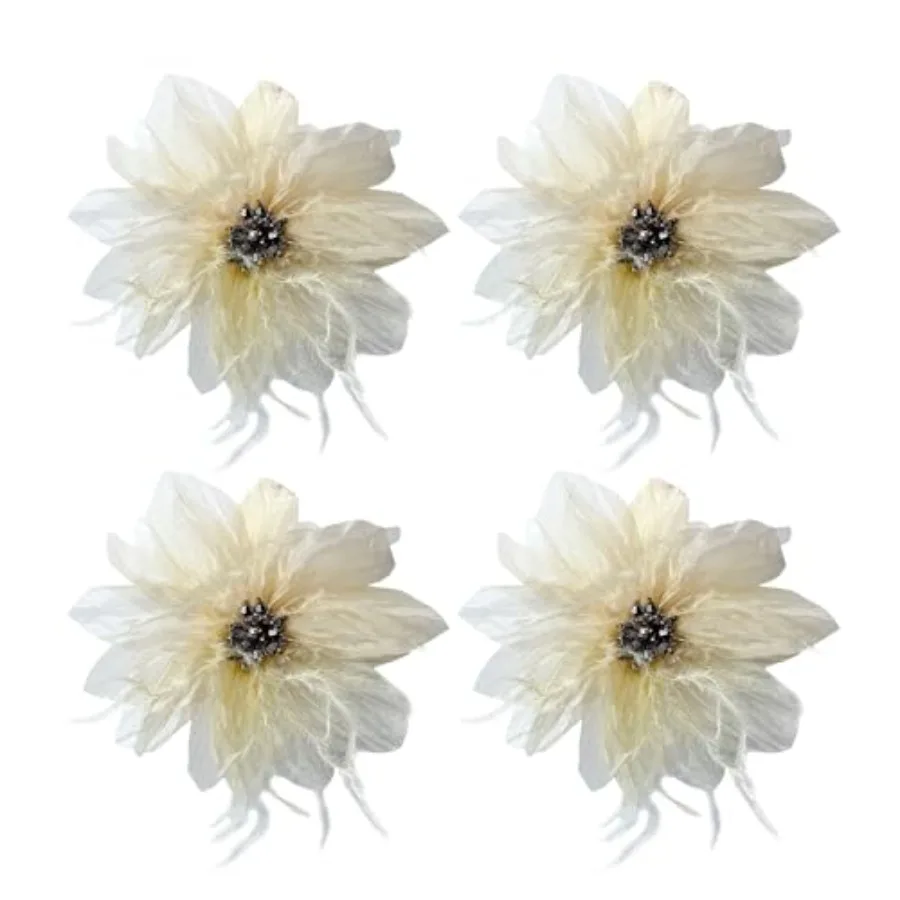 

Women's Brooches 4pcs Organza Flower Feather Hair Clip Dancer Pin up Mexican Hair Flowers Clips Hairpin Brooch Tea Party Hats H
