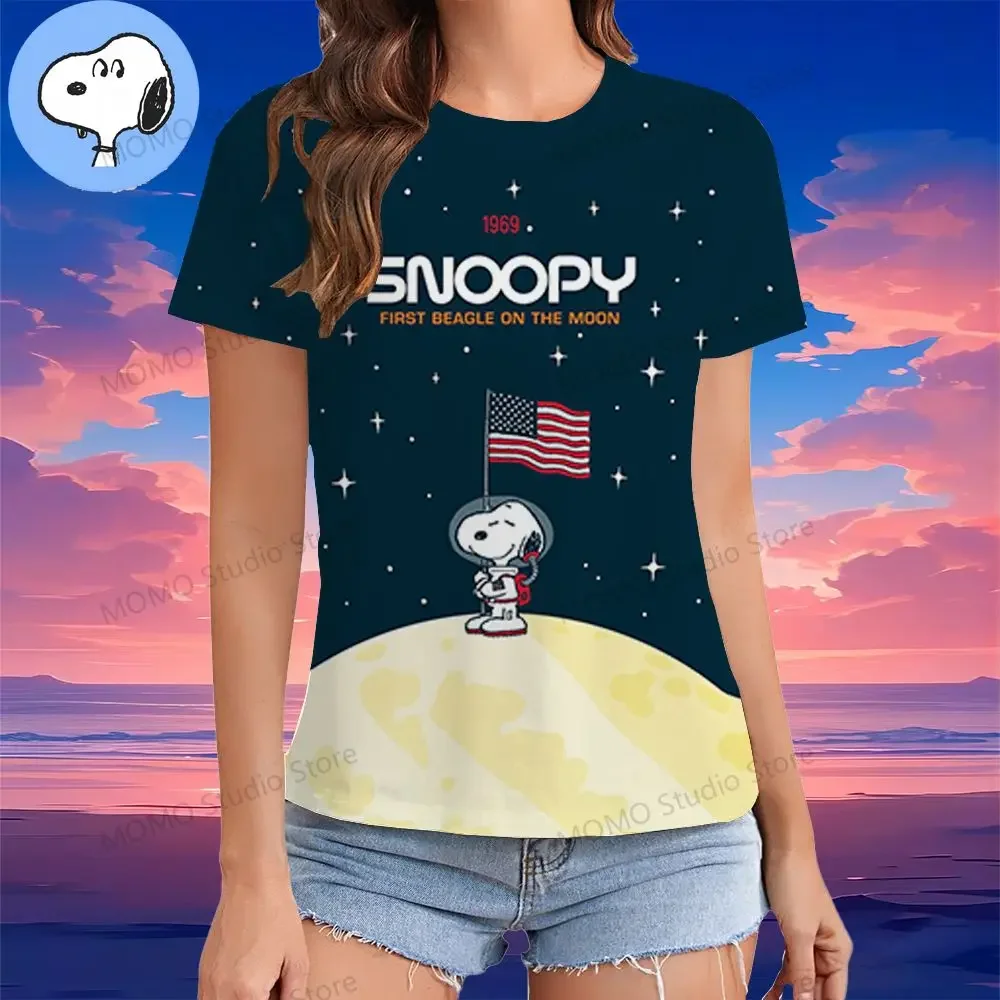 

Cartoon Snoopy Girls T-Shirt 3-14 years old Summer Short Sleeve 100-6XL Kawaii Street Y2K Clothing O Neck 2024 Fashion Clothing