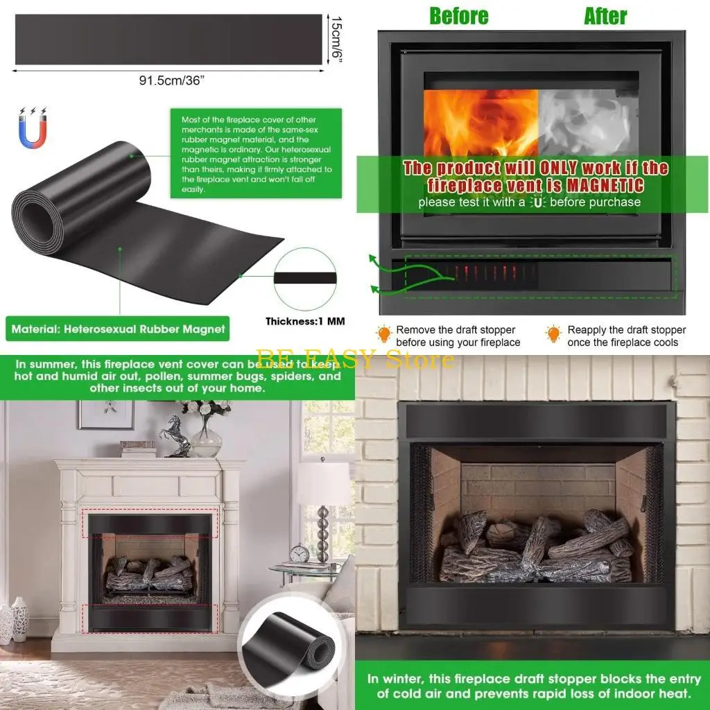 

E28F Магнитный ограничитель тяги для камина, 2 шт./компл., магнитные изоляционные материалы для дома