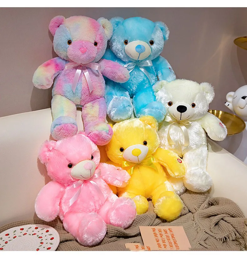 30-50cmLuminous Creative Light Up LED Teddy Bear Stuffed Animals Plush Toy Pink Glowing Teddy Bear Christmas Gift for Kids