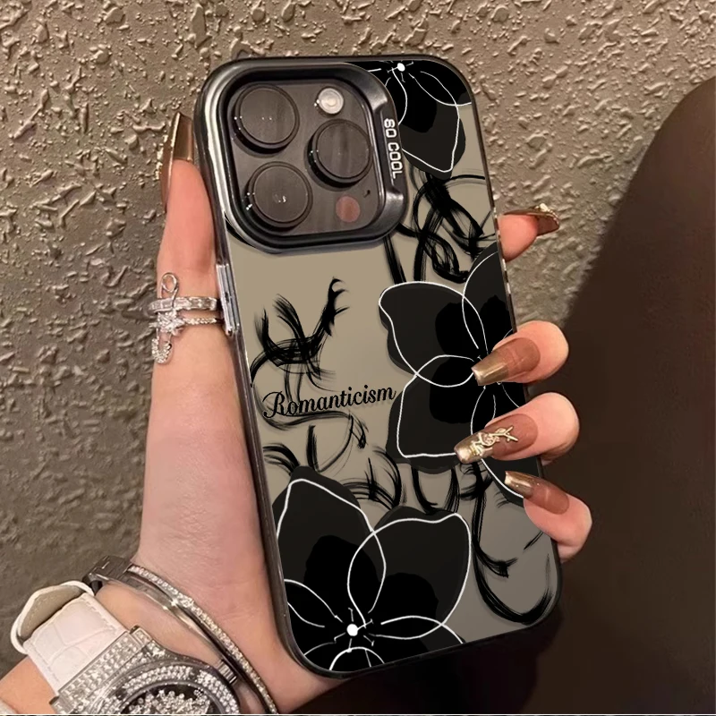 خمر الأسود الأزهار قضية الهاتف لسامسونج غالاكسي S23 S24 S25 S22 الترا S21 زائد FE A56 A36 A26 5G A16 A06 4G نوت 20 غطاء