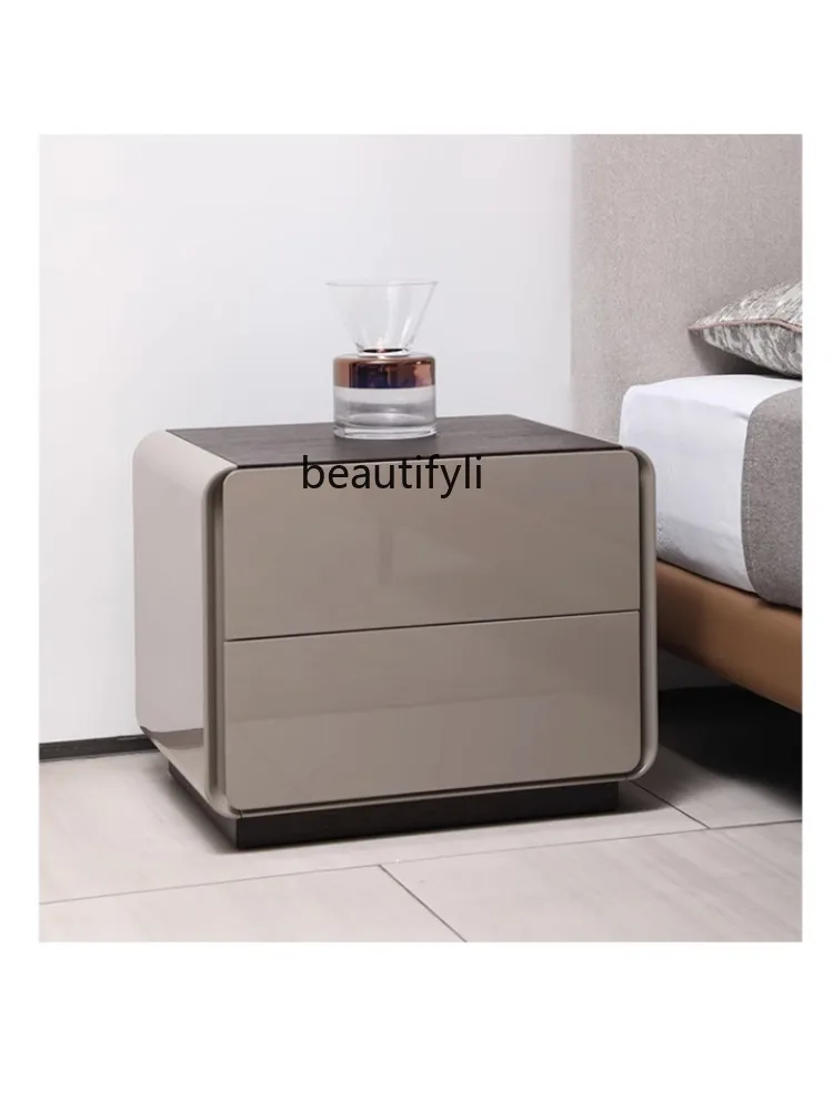 Modern Simple Solid Wood Paint Bedside Table Household Light Luxury Bedroom Bed Head Bedside Storage Cabinet