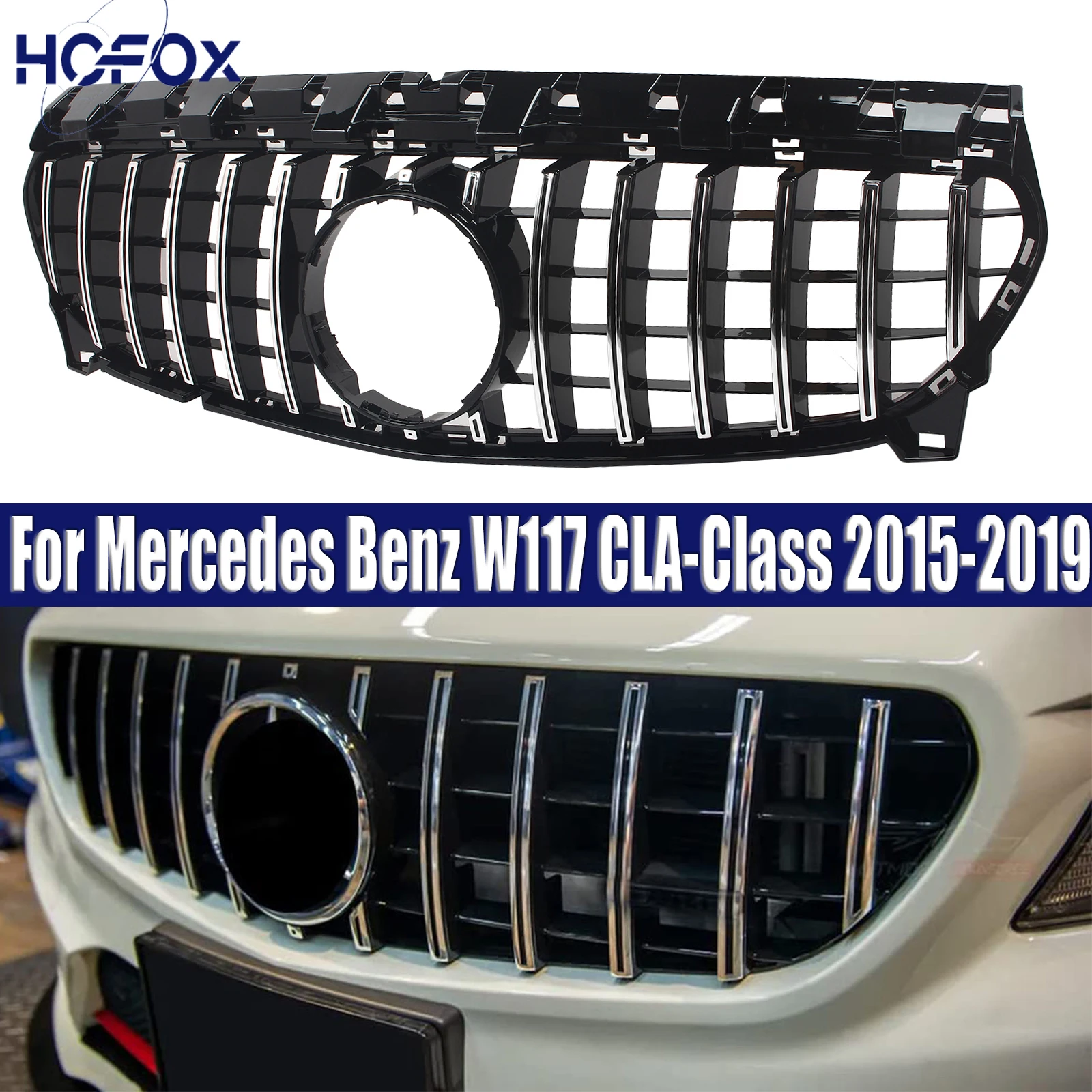 

Front Grille Bumper Intake Hood Mesh Grid For Mercedes Benz W117 CLA-Class 2015-2019 GT R Front Hood Grill Grille