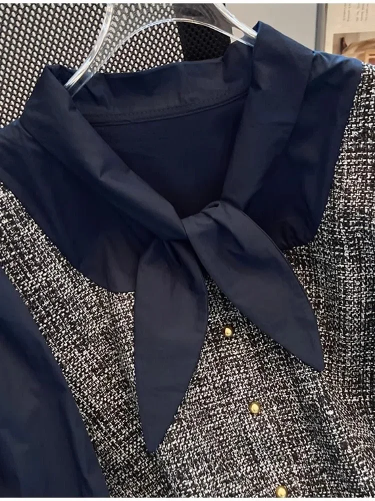 Chemises deux pièces en Patchwork pour femmes, Y2k, e-girl, manches longues, amples, à la mode, assorties avec tout, chemisiers à simple boutonnage