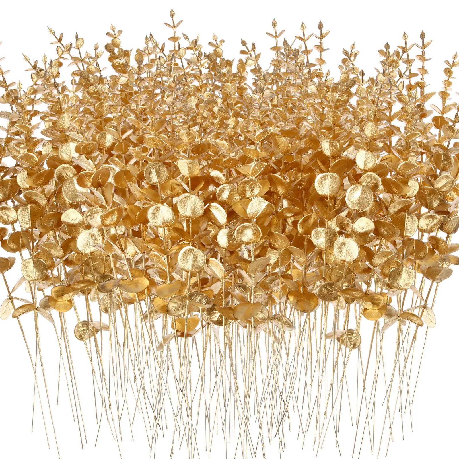 15 Uds. De tallos de eucalipto artificiales, rama de eucalipto de imitación dorada, ramo de boda, decoración DIY, mesa de fiesta en casa, decoraciones navideñas