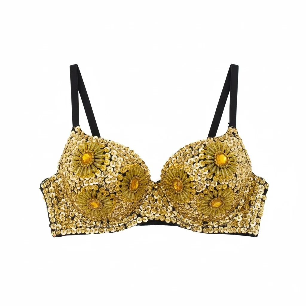 Meisjes Halloween Party Fancy Top Sexy Pailletten Nachtclub Bh Kralen Maskerade Uniformen Sparkle Festival Bloemen Bh's