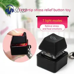 Merit +1 Keychain Necklace LED Lamp Muyu Decompression  Fingertip Button Mechanical Keyboard Key Cap Pendant Antistress Toy